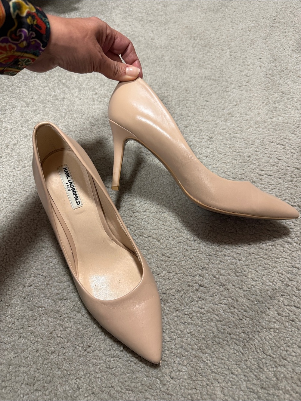 Karl Lagerfeld Blush Nude Pointed-Toe Stiletto Pumps
